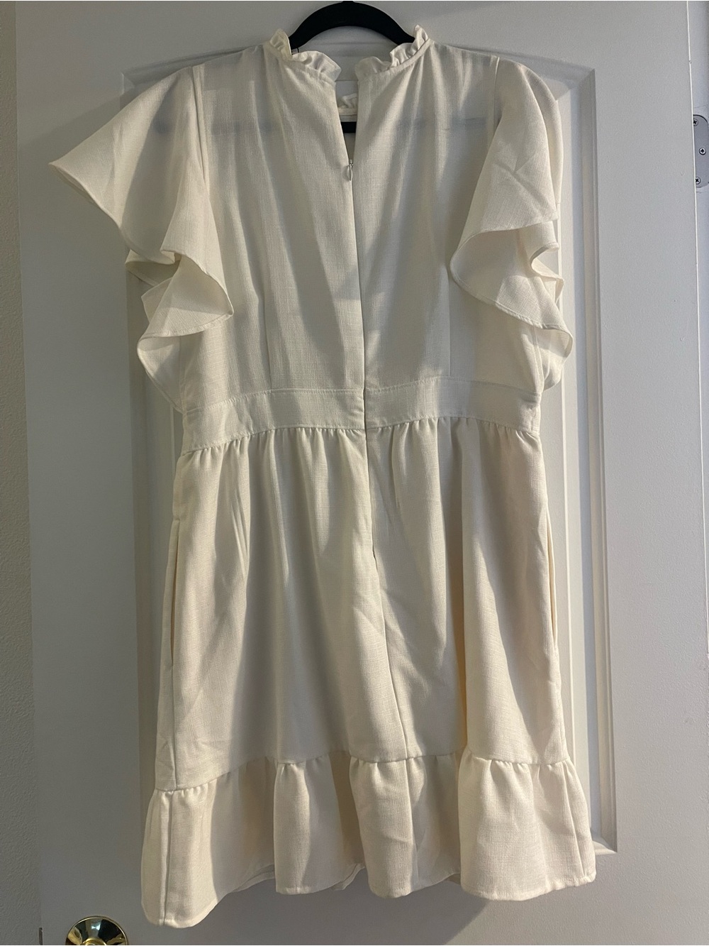 Express Cream Ruffle Mini Dress - Picture 3 of 4